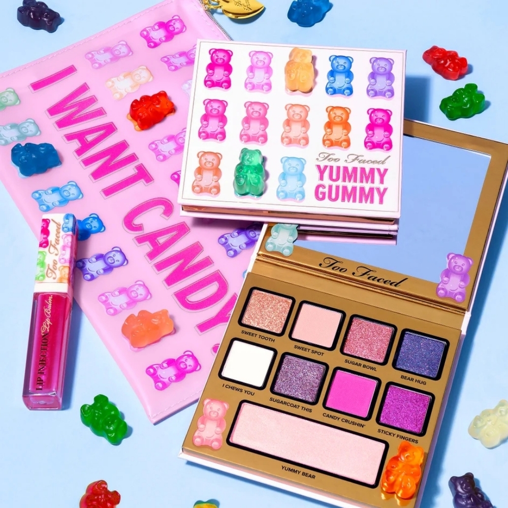 Too Faced Yummy Gummy Makeup Set with Pink and Gold Accents